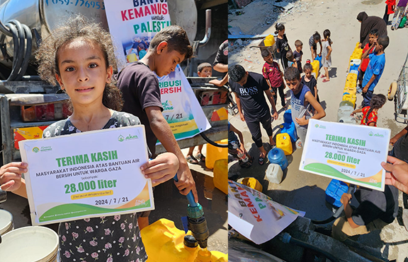 DISTRIBUSI 28.000 LITER AIR BERSIH UNTUK WARGA GAZA